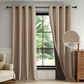 FMFUNCTEX 100% Blackout Brown Curtains 72 Inches for Bedroom, 2 Panels