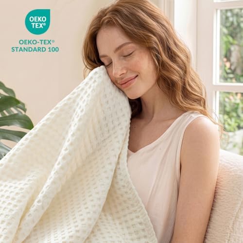Exclusivo Mezcla 100% Cotton Blanket King Size for Bed, Ivory