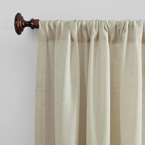 No. 918 Amalfi Linen Blend Semi-Sheer Rod Pocket Curtain Panel, Ivory