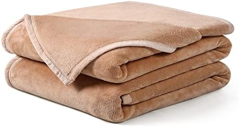 EASELAND Soft Lightweight California King Fleece Blanket, Camel