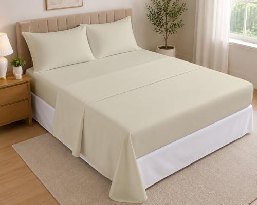 Sheets Set, Breathable Luxury Microfiber 4 Piece Bed Sheet Set with