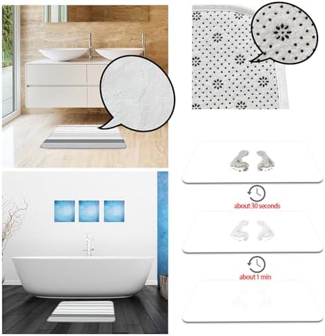 GCTNBJL Striped Gray and White Runner Bath Mat Modern Boho Farmhouse