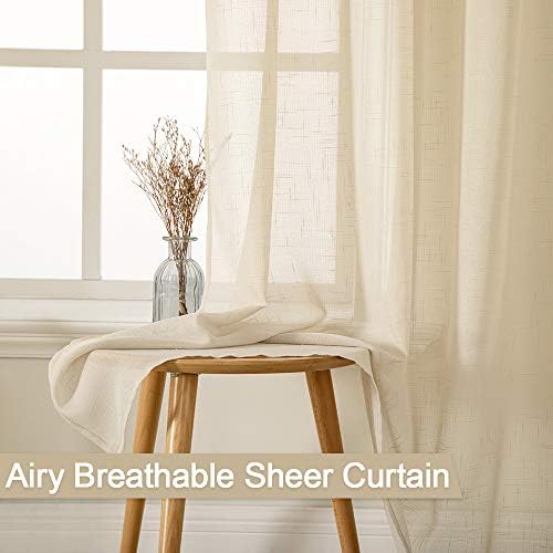 MIULEE Natural Light Beige Linen Semi Sheer Window Curtains - Elegant