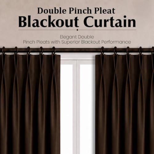 Room Darkening Thermal Insulated Double Pinch Pleated Blackout Curtain
