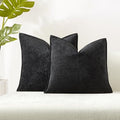 JUSPURBET Chenille Decorative Throw Pillow Covers 18x18 Set of 2,Black