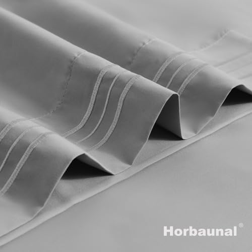 Horbaunal Microfiber Pillowcases Standard Size, Light Grey, 2 Pack