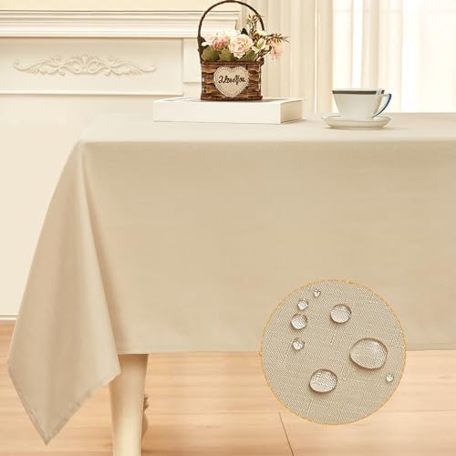 Rectangle Linen Textured Tablecloth Waterproof and Wrinkle Free