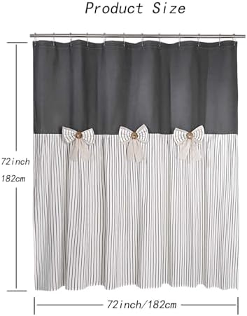 DOSLY IDÉES Farmhouse Grey Shower Curtain,Bowknot,Cotton Woven and