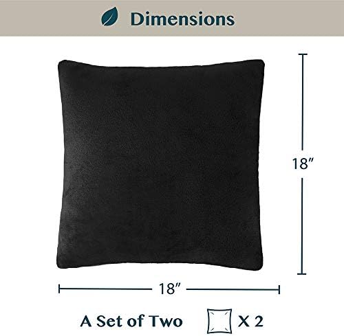 PAVILIA Black Decorative Throw Pillow Covers 18x18 Set of 2, Plush