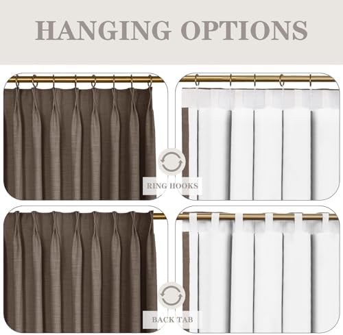 100% Blackout Linen Pinch Pleated Curtains, 96 Inches, 1 Panel