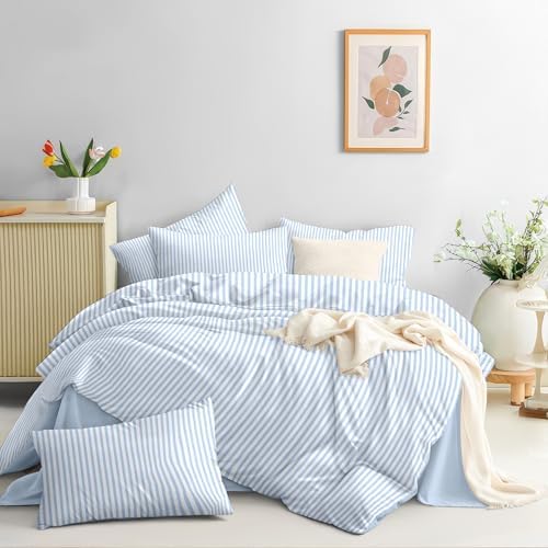 Nayoroom Blue Gingham Duvet Cover Set Full Plaid Checkered Bedding