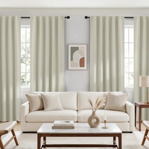 Yakamok Warm Cream Blackout Curtains 63 inch Long with Back Tab 40"