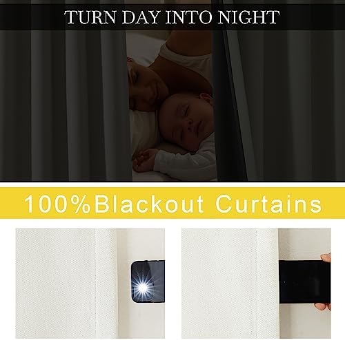 NICETOWN Natural Faux Linen 100% Blackout Curtain Single Panel