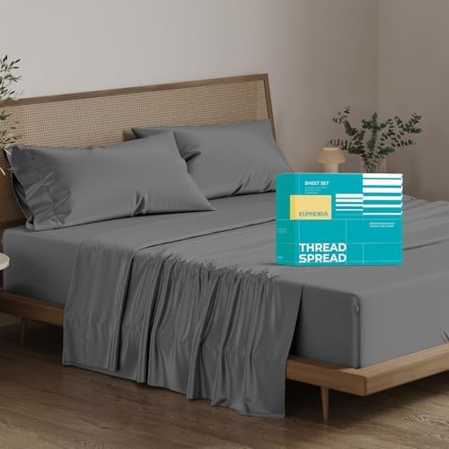 THREAD SPREAD 800 Series Egyptian Cotton King Size Sheets Set, Dark