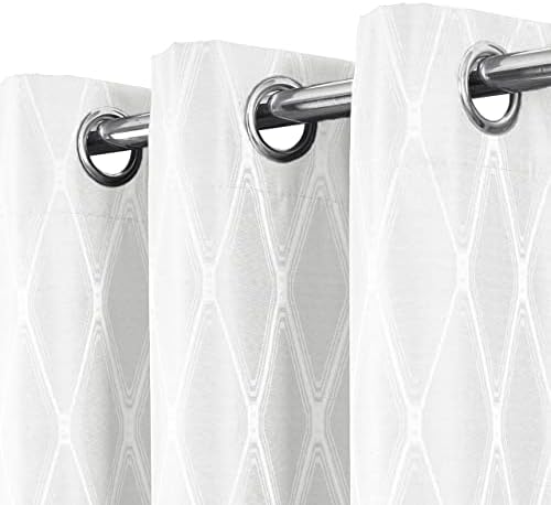 Victoria Blackout Curtains 54 x 63, Abstract Jacquard, 2 Panels, White