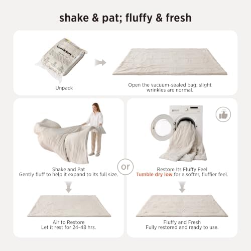 Bedsure Oversized Queen Comforter Prewashed Bedding Set 3Pcs Cream