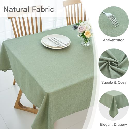 maxmill Rectangle Linen Textured Tablecloth Waterproof Spillproof