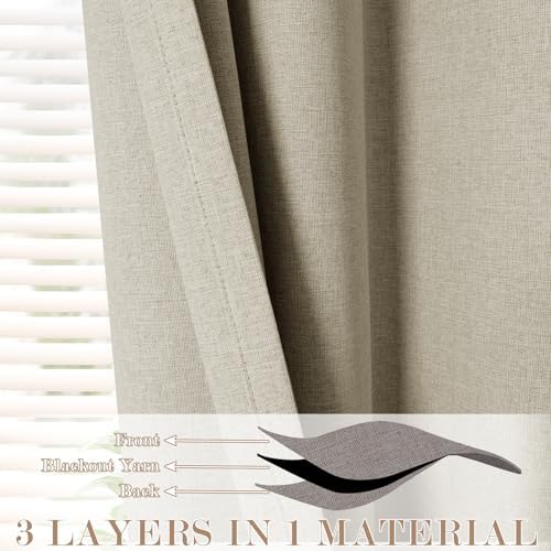 Fcosie Beige Extra Long Pinch Pleated Curtains 120 Inches Long 100%