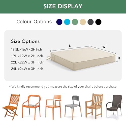 Summsun Outdoor Chair Cushions Set of 4: Water Resistant Seat Cushion
