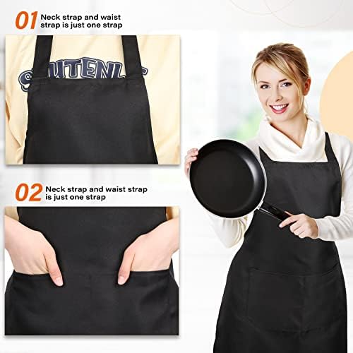 JaGely 36 Pcs Black Bib Aprons with 2 Pockets, Unisex Washable