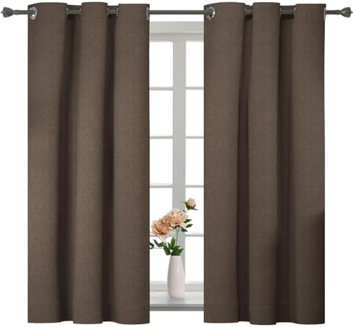 Luxury Natural Linen Curtains 2 Panels Set,Grommet Thick Linen