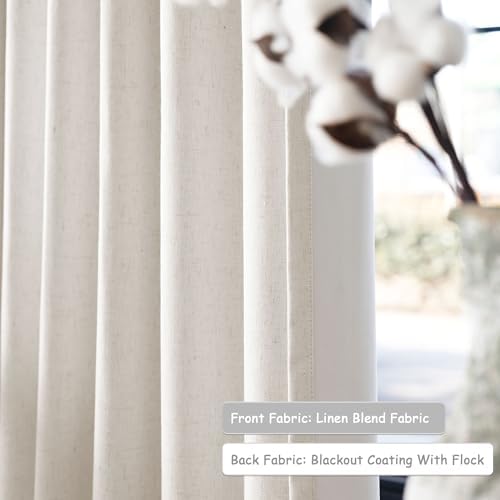 UHITECH 63 Inch Blackout Curtains for Living Room 2 Panels Set, Cream