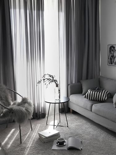 Sheer Bedroom Curtains 2 Panel Sets 63 Inch Length, Privacy Curtains