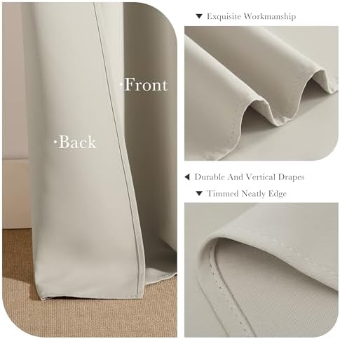 PONY DANCE Cream Blackout Curtains for Bedroom 84 Inch Length 2 Panels