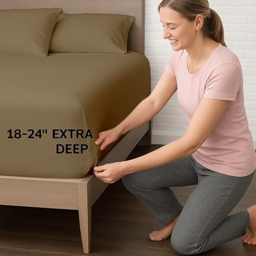 Luxury Egyptian Cotton Sheets Full Size, Deep Pocket Fitted Sheet Fits