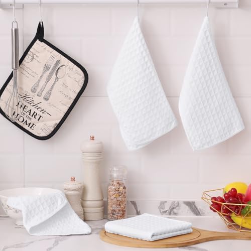 Homaxy Microfiber Waffle Weave Kitchen Dish Cloths, 8 Pack, White