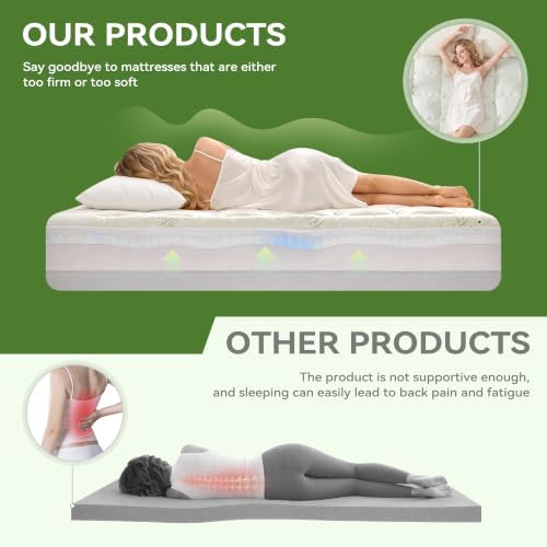 BDEUS Queen Size Dual Layer 4 Inch Memory Foam Mattress Topper, 2 Inch
