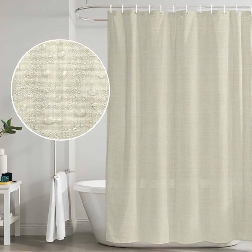 Long Shower Curtains 72" x 84", Beige Washable Shower Curtain for