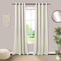 Mrs.Naturall Cream Curtains 84 Inches Long,Blackout Black Block Out