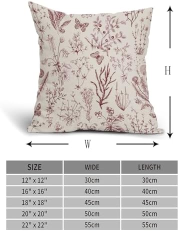 Spring Burgundy Red Floral Pillow Covers 18x18 Inch Vintage Wild