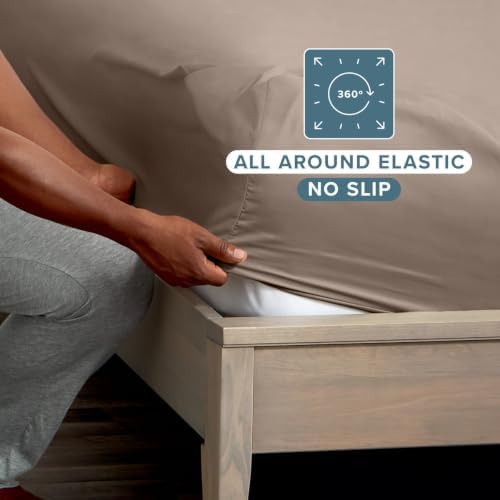 Bare Home 2-Pack Fitted Sheet 1800 Ultra-Soft (Twin XL, Taupe)