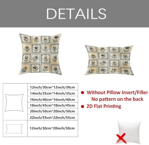Flower Throw Pillow Covers Set of 2, Bohemian Rustic Leaf Geometric