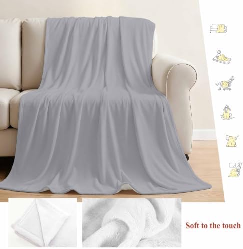 Throw Blanket Solid Color Soft Cozy Flannel Fleece Blanket Grey Warm