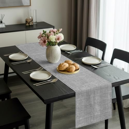 Grey Table Runner 108 Inch Long Dresser Scarves Linen Tablerunners