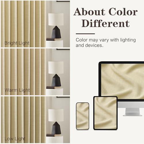 YZ HOME Grey Beige 108 Inch Curtains Pinch Pleated Curtain for Living