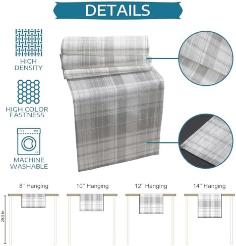 Plaid Pastoral Table Runner and Placemats Set of 4 Classic Gray Check