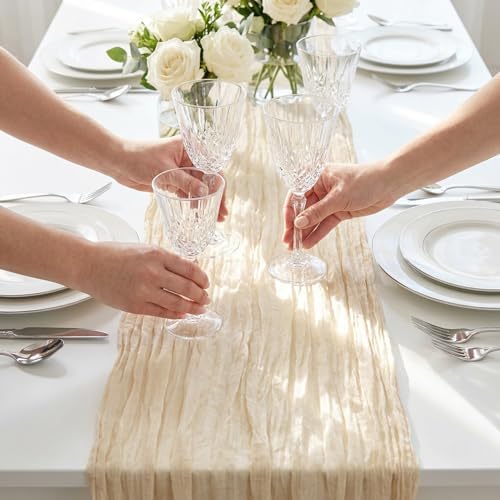 10 Pack Beige Table Runner 10Ft 23 x 120 Inch Cheesecloth