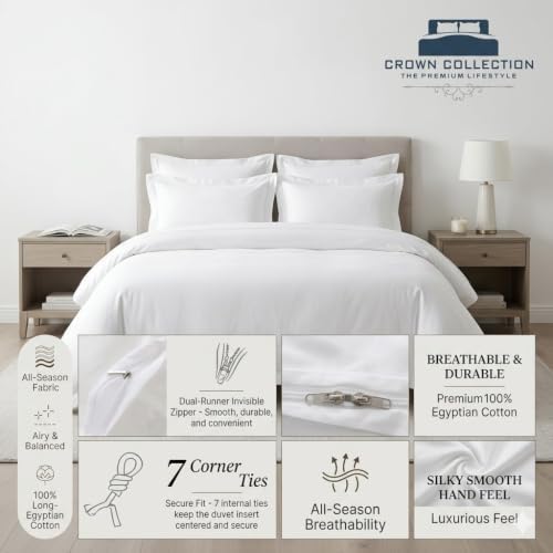 Crown Collection Premium Quality 3-Piece Duvet Cover Set with Hidden