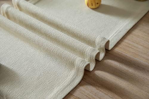 ZeeMart Burlap Style Farmhouse Table Runner, 14x90 Inches Cream