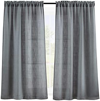 Valea Home Soft Burlap Natural Rod Pocket Window Curtain Panels for