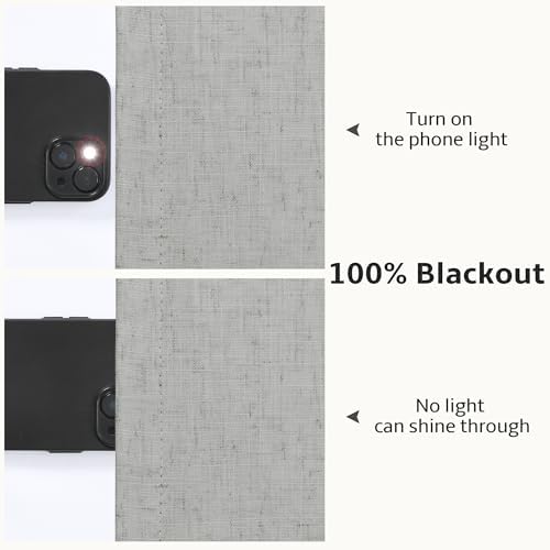 Naturoom 100% Blackout Linen Pinch Pleat Curtains 108 Inch 9FT Light