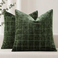 decorUhome Fall Plaid Olive Green Throw Pillow Covers 22x22 Set of 2