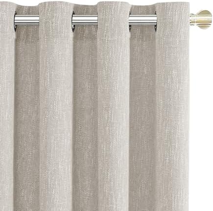 Extra Long Burlap Linen Farmhouse Curtains 120 inch Length 2 Panels