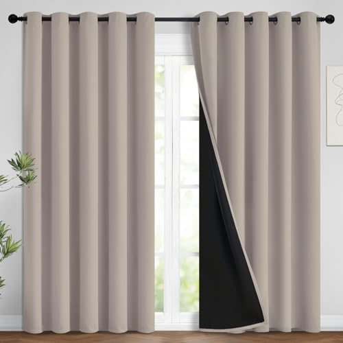 Yakamok Natural Blackout Curtains 96 Inches Long for Bedroom 62" Wide