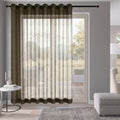 Fcosie Grommet Top Stripe Textured Sheer Drape 96 Inches Long for