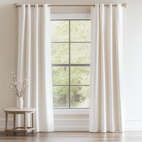 Topfinel Ivory Cream Velvet Blackout Curtains 84 Inches Long,Room